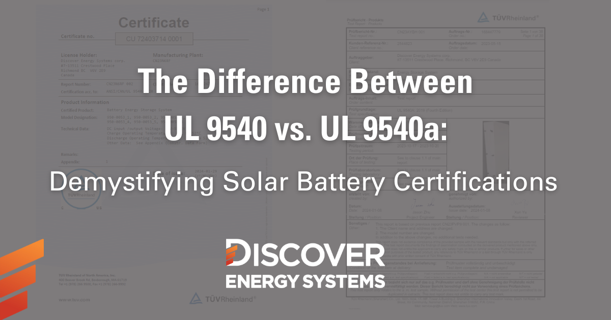 The Difference Between UL 9540 vs. UL 9540a: Demystifying Solar Battery Certifications